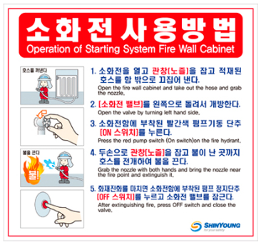 소화전 사용방법표지(영문)   <br>스티커   <br>신영